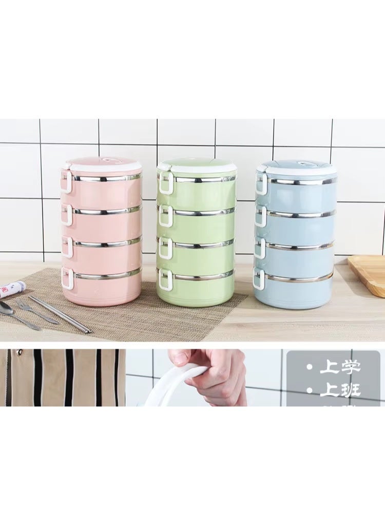 لانش بوكس من الستانلس ستيل سعة 2.1 لتر بتصميم حراري محمول مانع للتسريب وقابل للتكديس بـ3 طبقات ، مناسب للاطفال والبالغين لتخزين الطعام للمدرسة والمكتب والمنزل والنزهات - Image 5